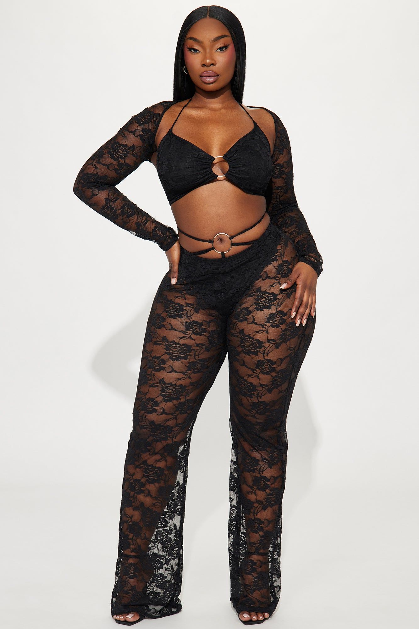 Festival Night Lace 3pc Pant Set - Black sold by Fashion Nova product image thumbnail 4