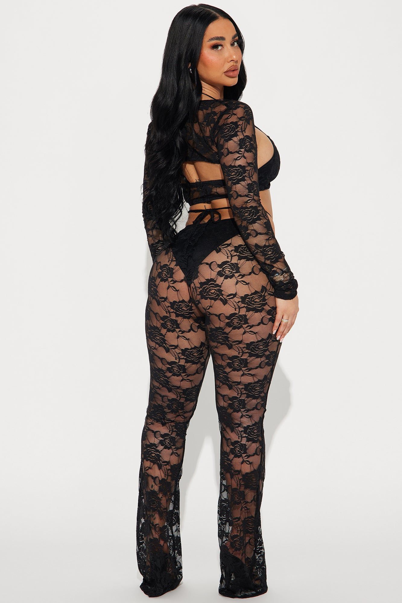 Festival Night Lace 3pc Pant Set - Black sold by Fashion Nova product image thumbnail 3