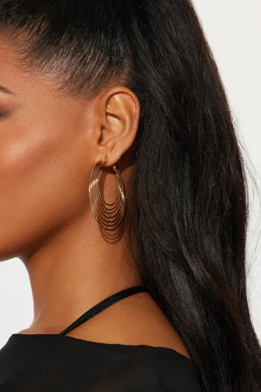 Layered Moon Hoop Earrings - Gold sold by Fashion Nova