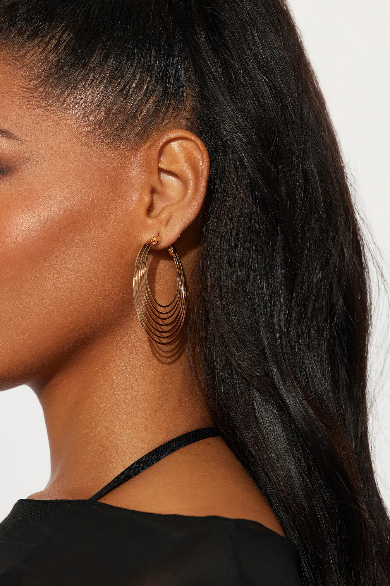 Layered Moon Hoop Earrings - Gold sold by Fashion Nova