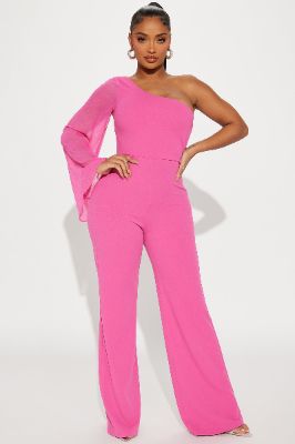 Stassi One Shoulder Jumpsuit  - Fuchsia sold by Fashion Nova