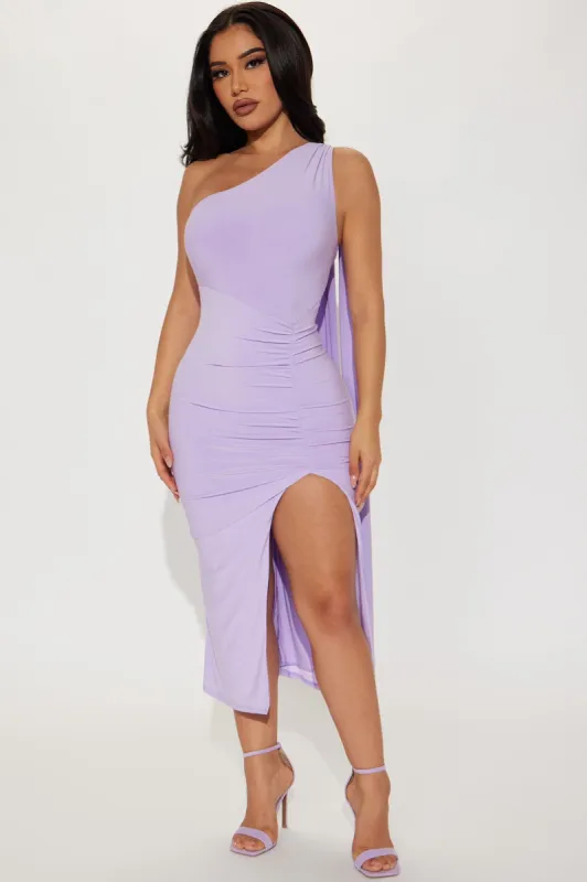 Alanna One Shoulder Midi Dress - Lavender sold by Fashion Nova