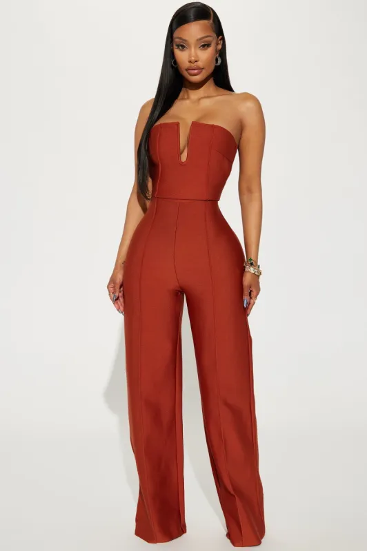 Someone To You Bandage Jumpsuit  - Copper sold by Fashion Nova