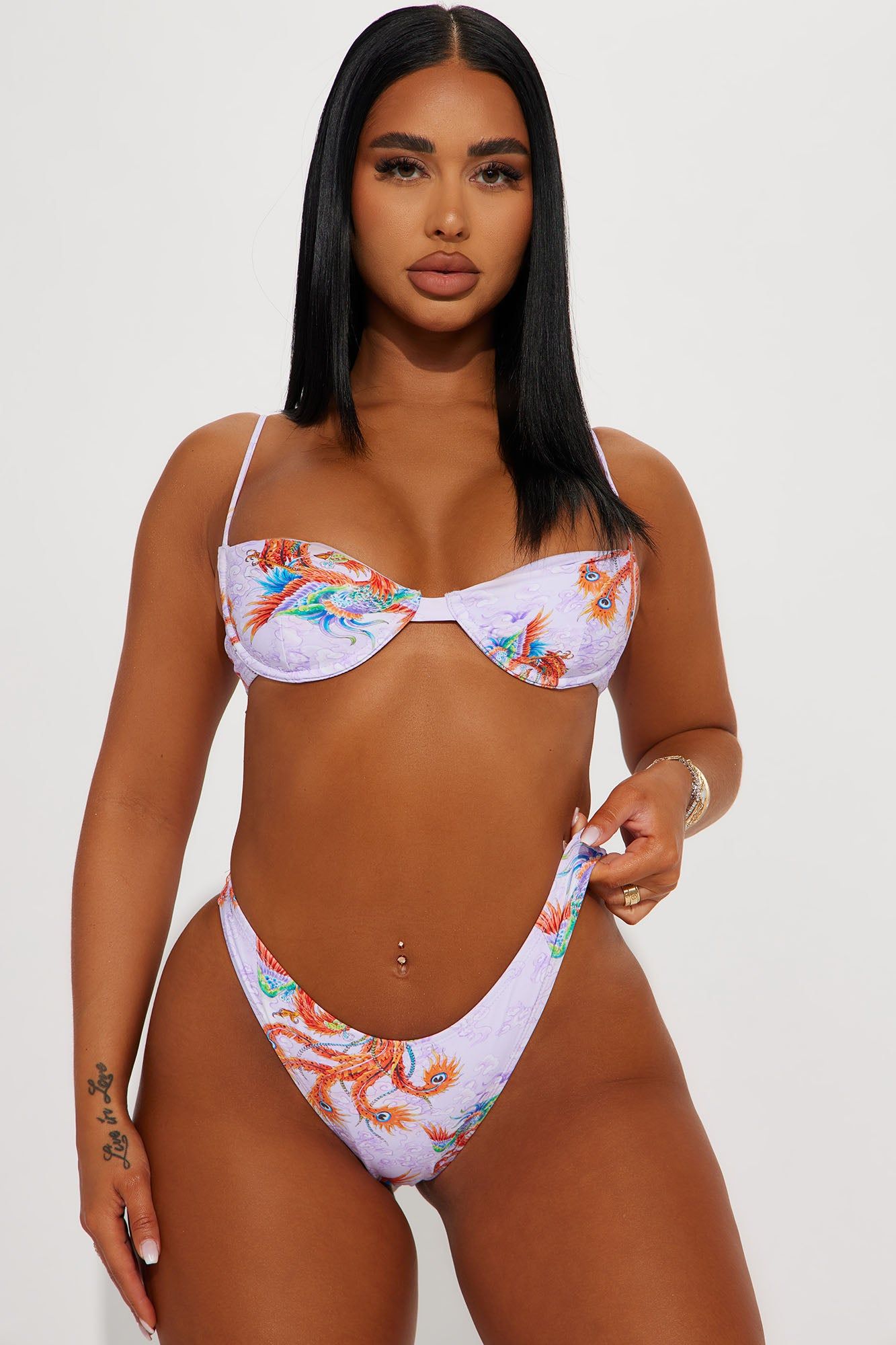 Ed Hardy Dragon Fire 2 Piece Bikini - Purple/combo sold by Fashion Nova