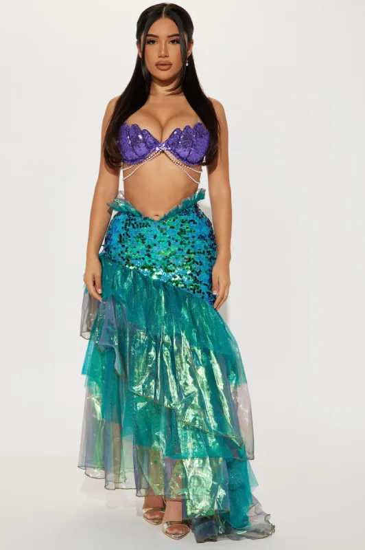 Under The Waves Mermaid 2 Piece Costume Set - Purple/combo sold by Fashion Nova