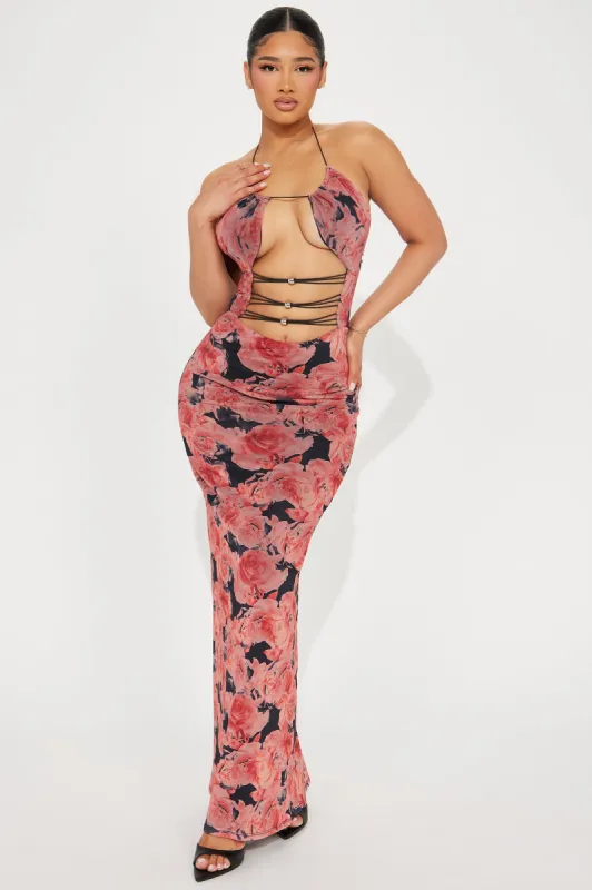 Harper Mesh Maxi Dress - Red/Black sold by Fashion Nova