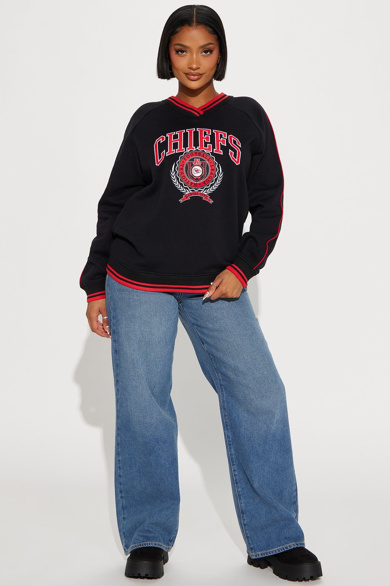 Throwback Chiefs Crew Neck Sweathirt - Black sold by Fashion Nova product image thumbnail 2
