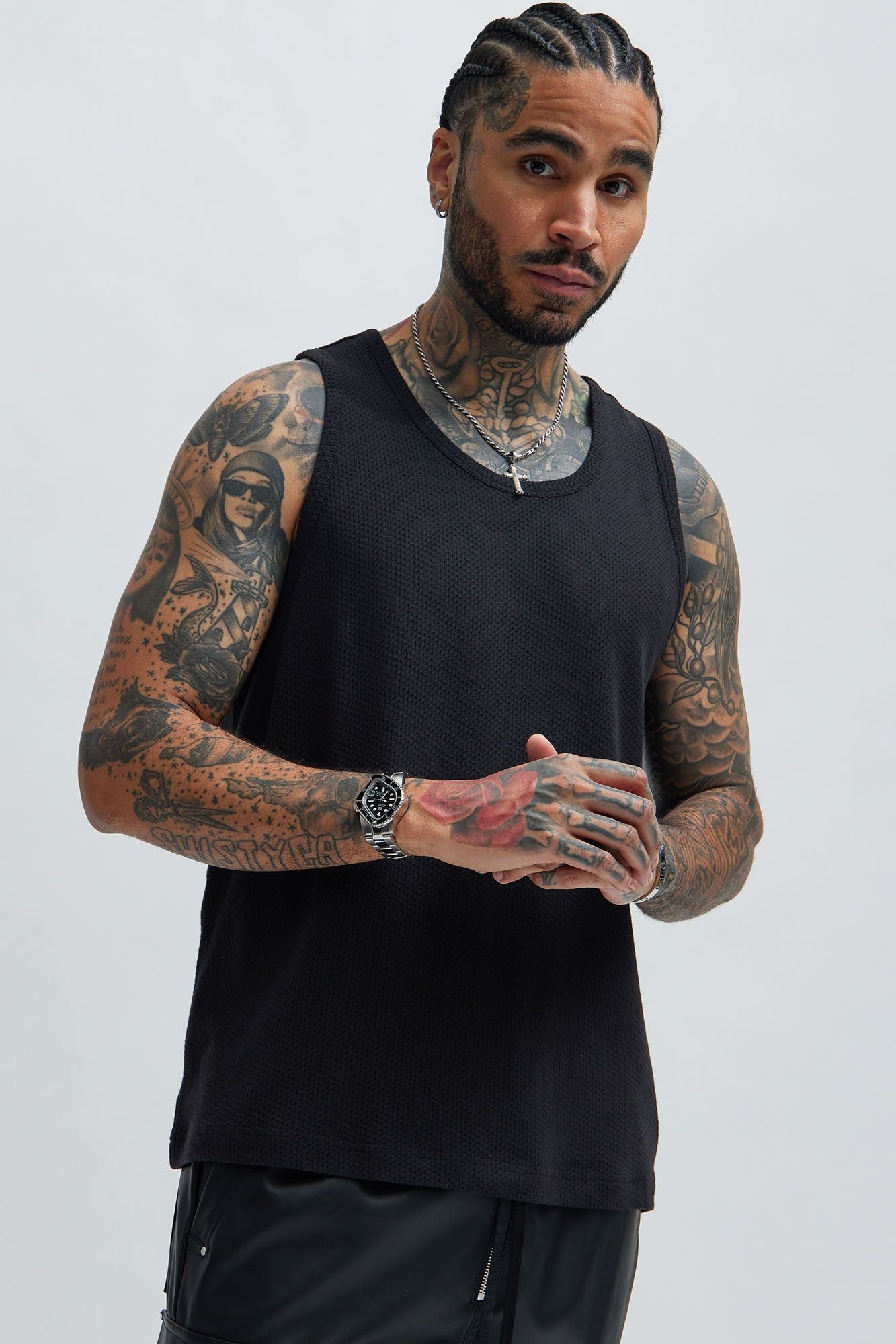 Randall Textured Tank - Black sold by Fashion Nova