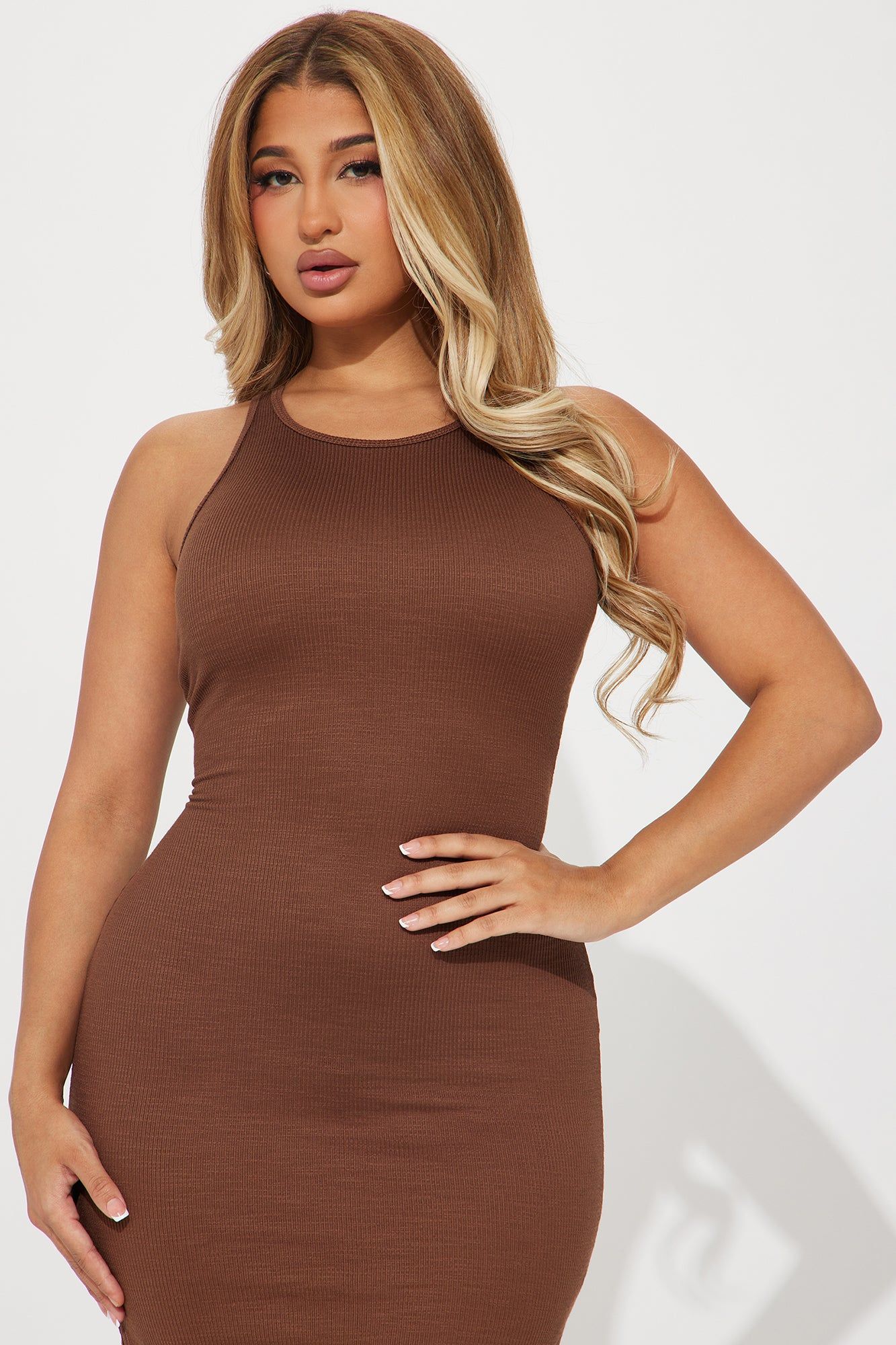 Bailey Ribbed Midi Dress - Chocolate sold by Fashion Nova product image thumbnail 2