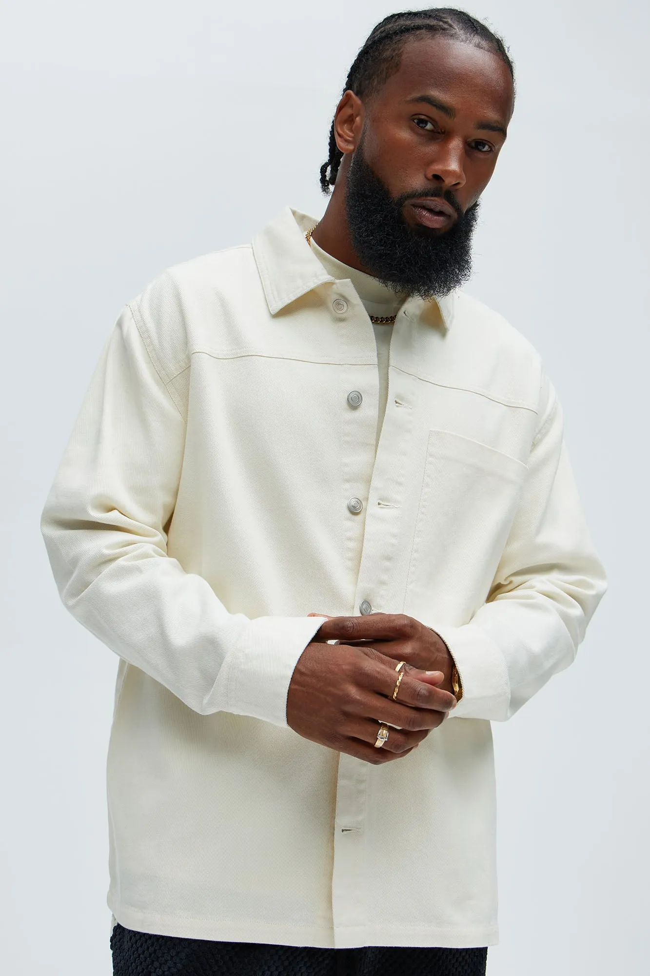 Yorktown Twill Overshirt - Cream sold by Fashion Nova