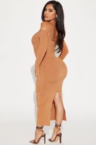 Regina Sweater Maxi Dress - Camel sold by Fashion Nova