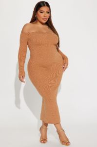 Regina Sweater Maxi Dress - Camel sold by Fashion Nova