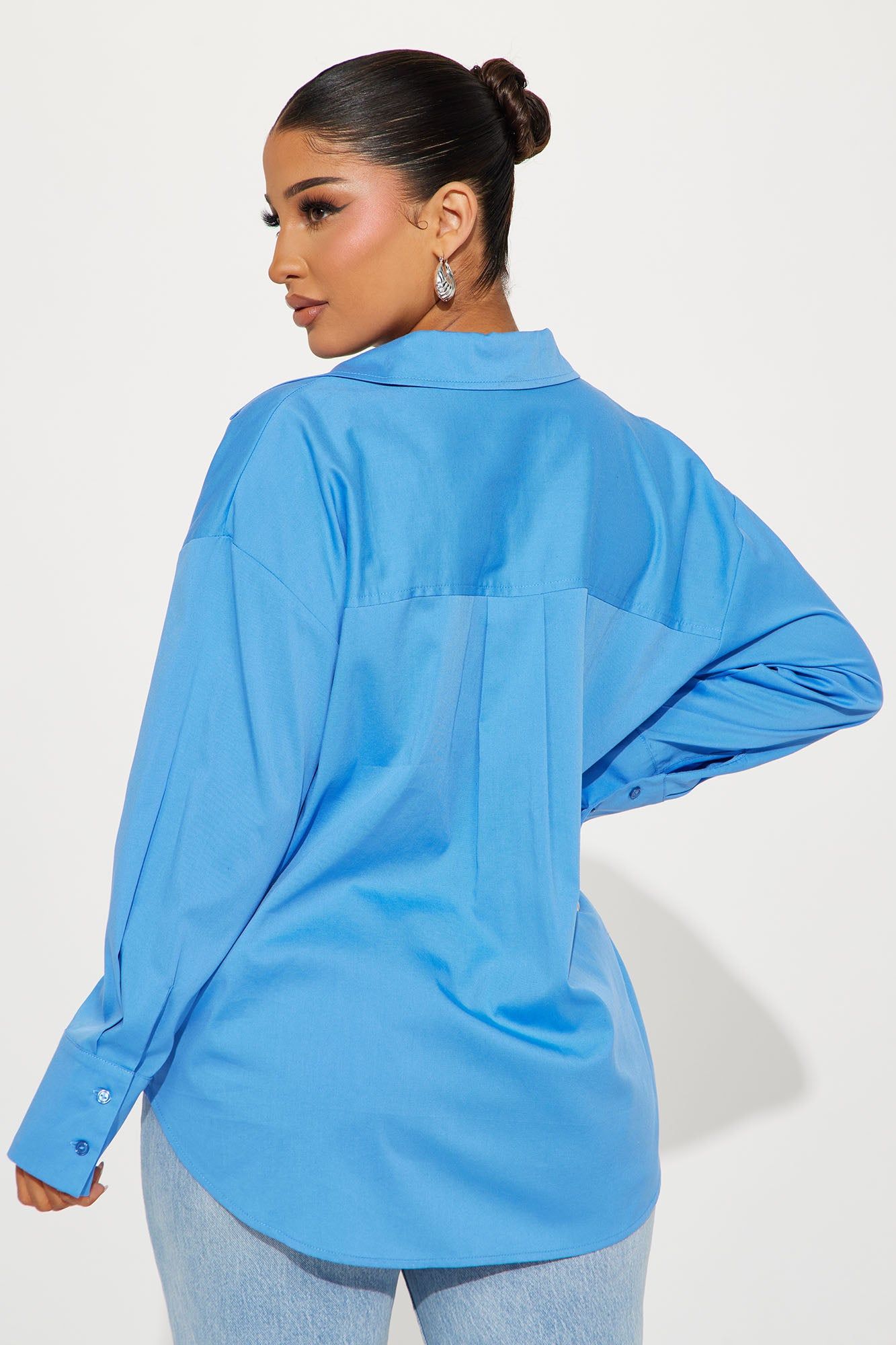 Always Important Poplin Shirt - Blue sold by Fashion Nova product image thumbnail 3