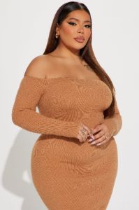 Regina Sweater Maxi Dress - Camel sold by Fashion Nova
