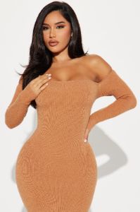 Regina Sweater Maxi Dress - Camel sold by Fashion Nova