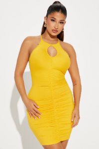 Chiara Ruched Mini Dress - Orange sold by Fashion Nova