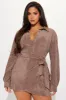 Working Hard Suede Mini Dress - Taupe sold by Fashion Nova