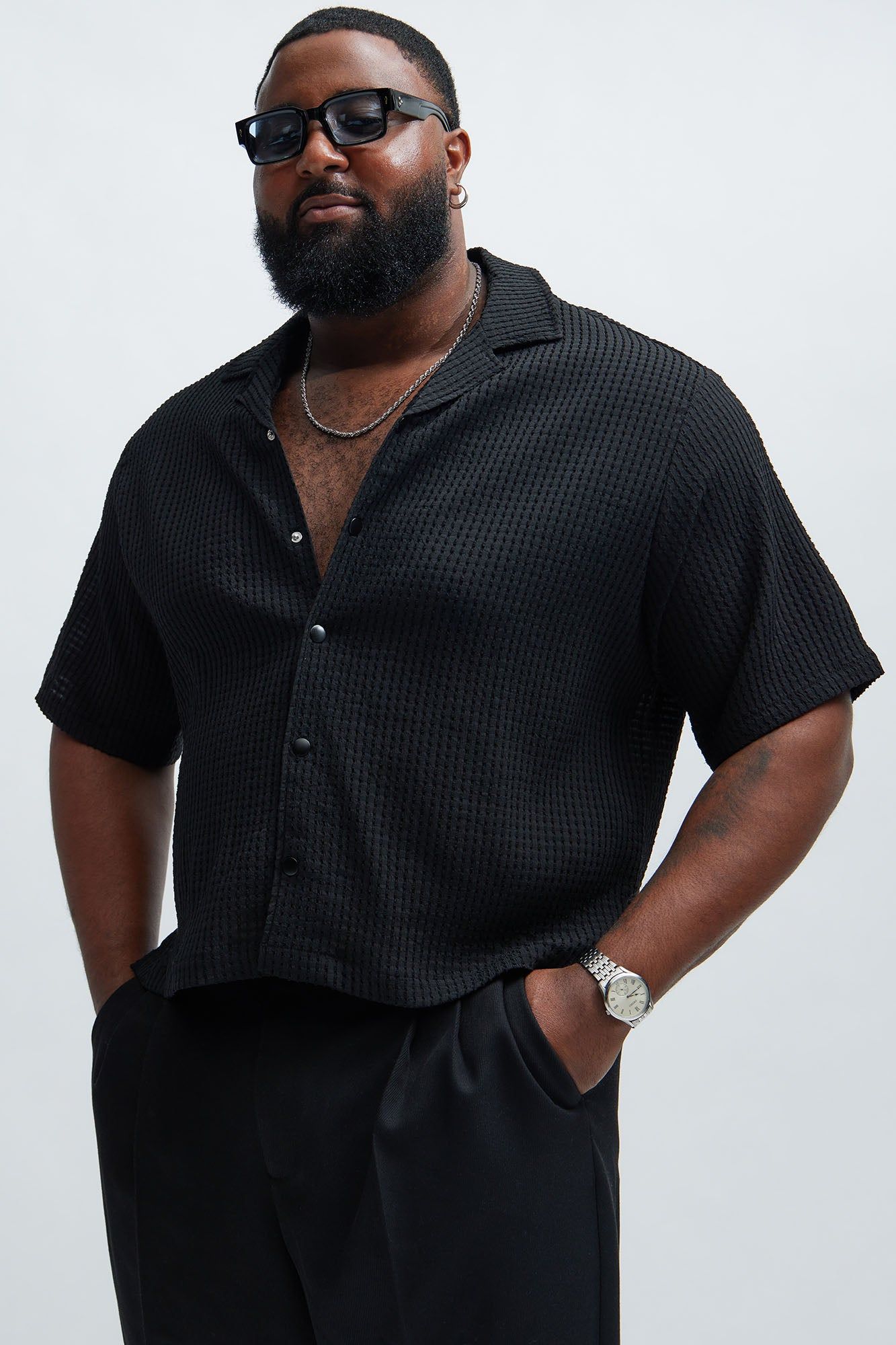 Michael Textured Cropped Shirt - Black sold by Fashion Nova product image thumbnail 5