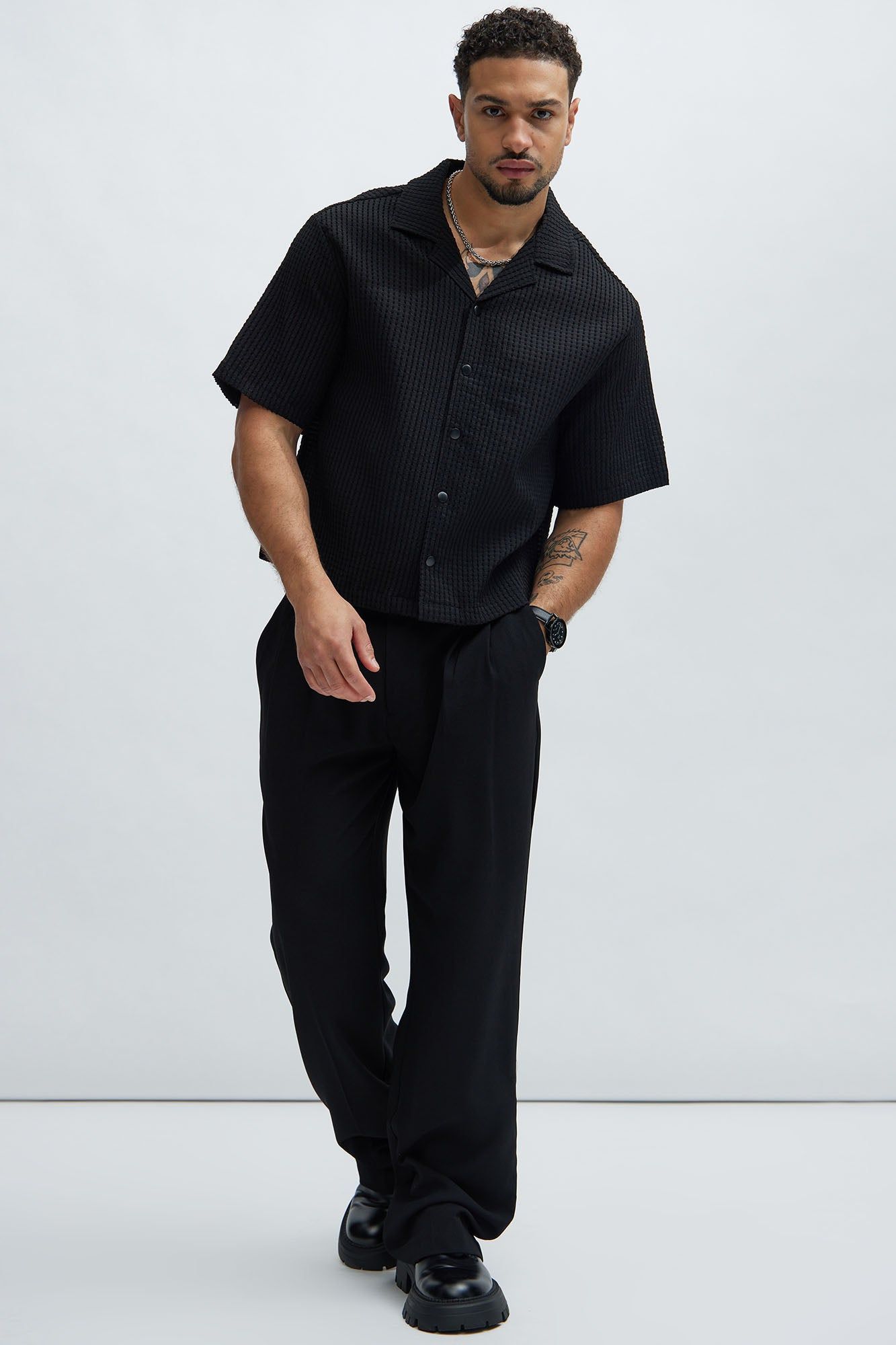 Michael Textured Cropped Shirt - Black sold by Fashion Nova product image thumbnail 2