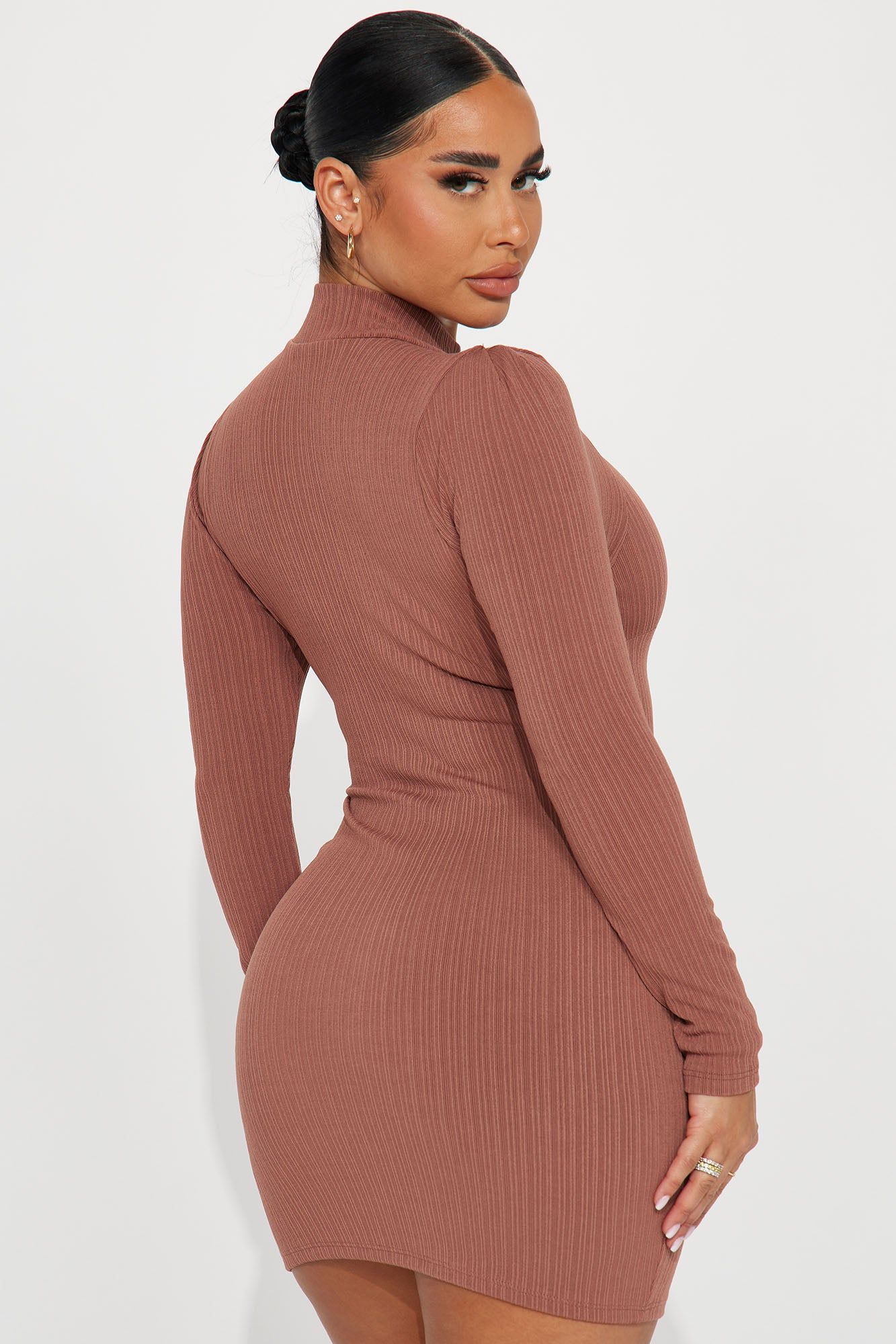 Sofia Ribbed Mini Dress - Mocha sold by Fashion Nova product image thumbnail 3