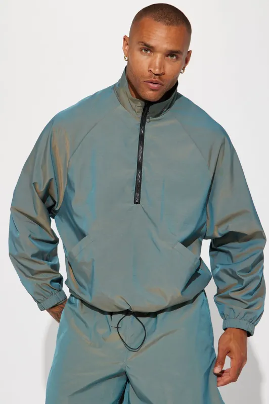 Stormy Iridescent Nylon Anorak - Green sold by Fashion Nova