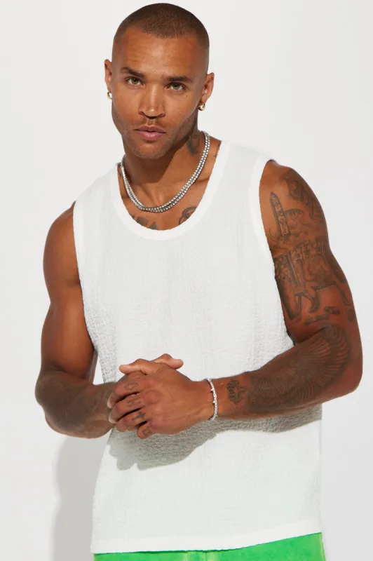 Just Woke Up Tank - White sold by Fashion Nova