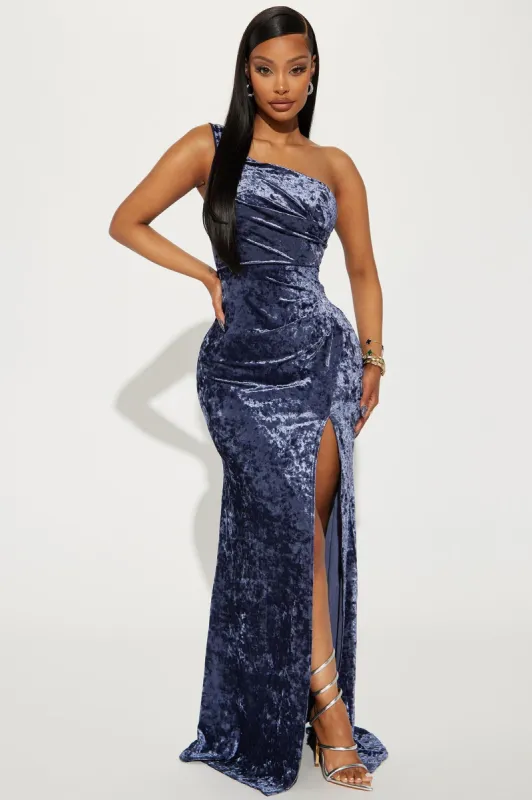 Marilynn Velvet Maxi Dress - Blue sold by Fashion Nova