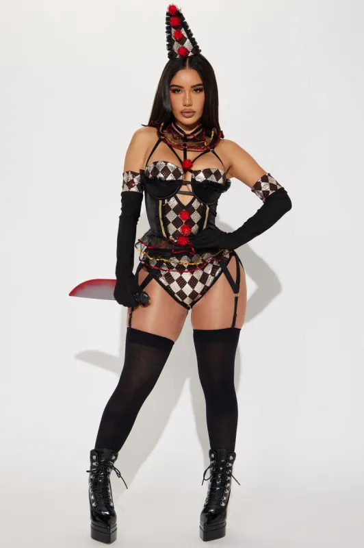 Naughty Clown 4 Piece Costume Set - Black/combo sold by Fashion Nova