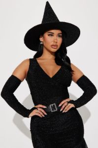 Rich Witch Energy 4 Piece Costume Set - Black sold by Fashion Nova