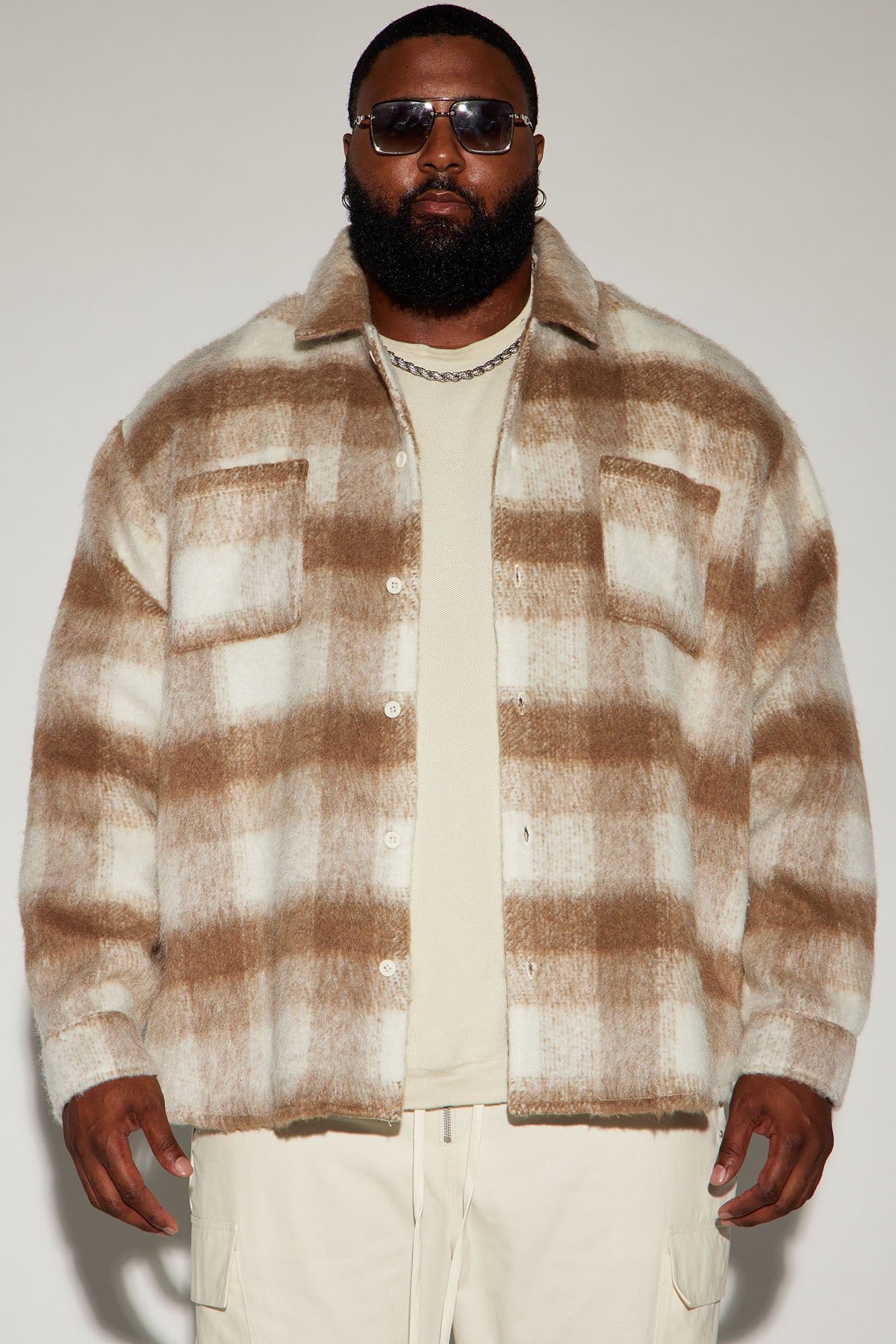 Move Up Plaid Shacket - Tan sold by Fashion Nova product image thumbnail 4