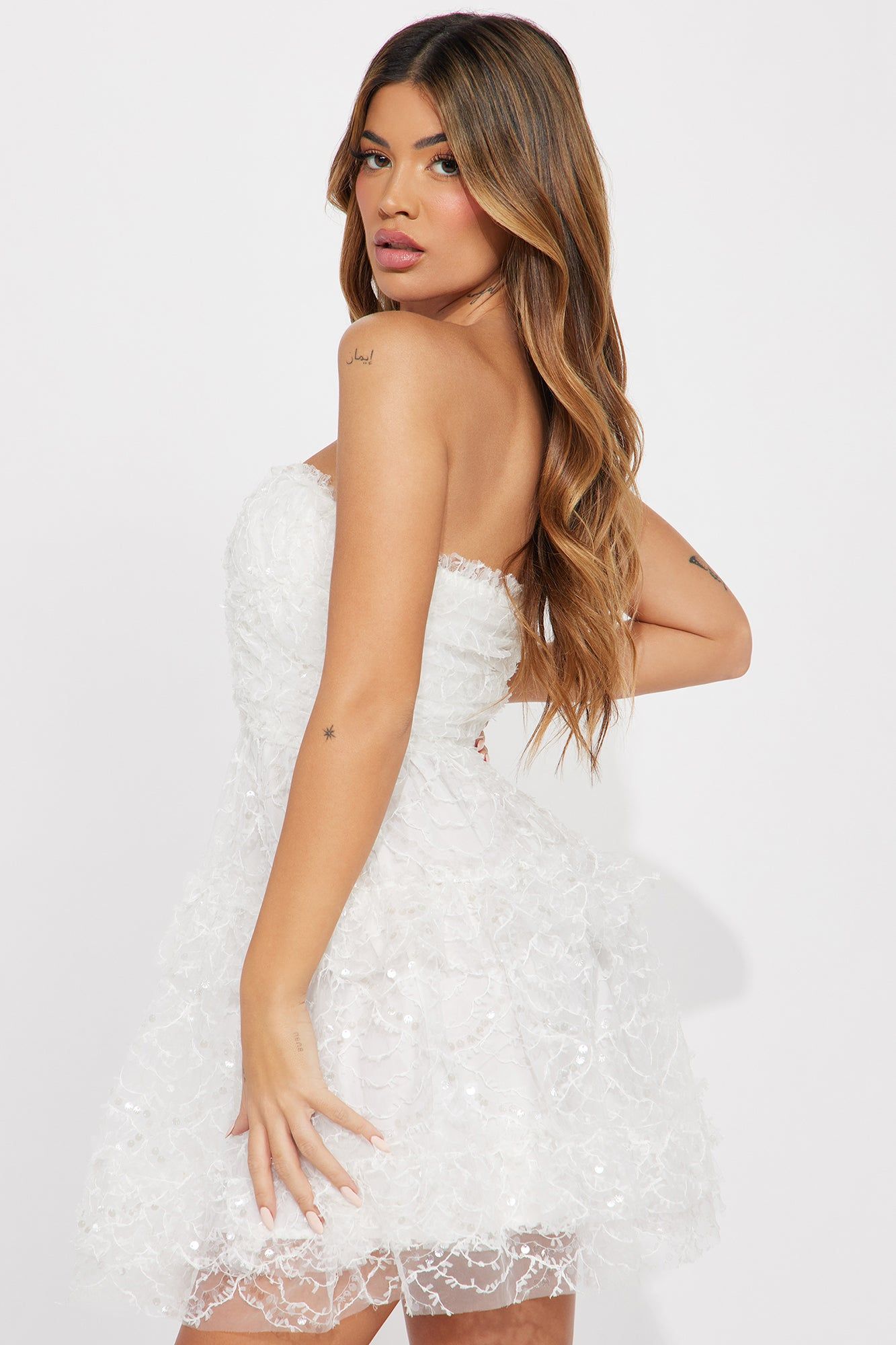 Maya Mesh Embroidery Mini Dress - White sold by Fashion Nova product image thumbnail 3