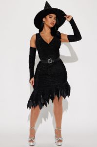 Rich Witch Energy 4 Piece Costume Set - Black sold by Fashion Nova