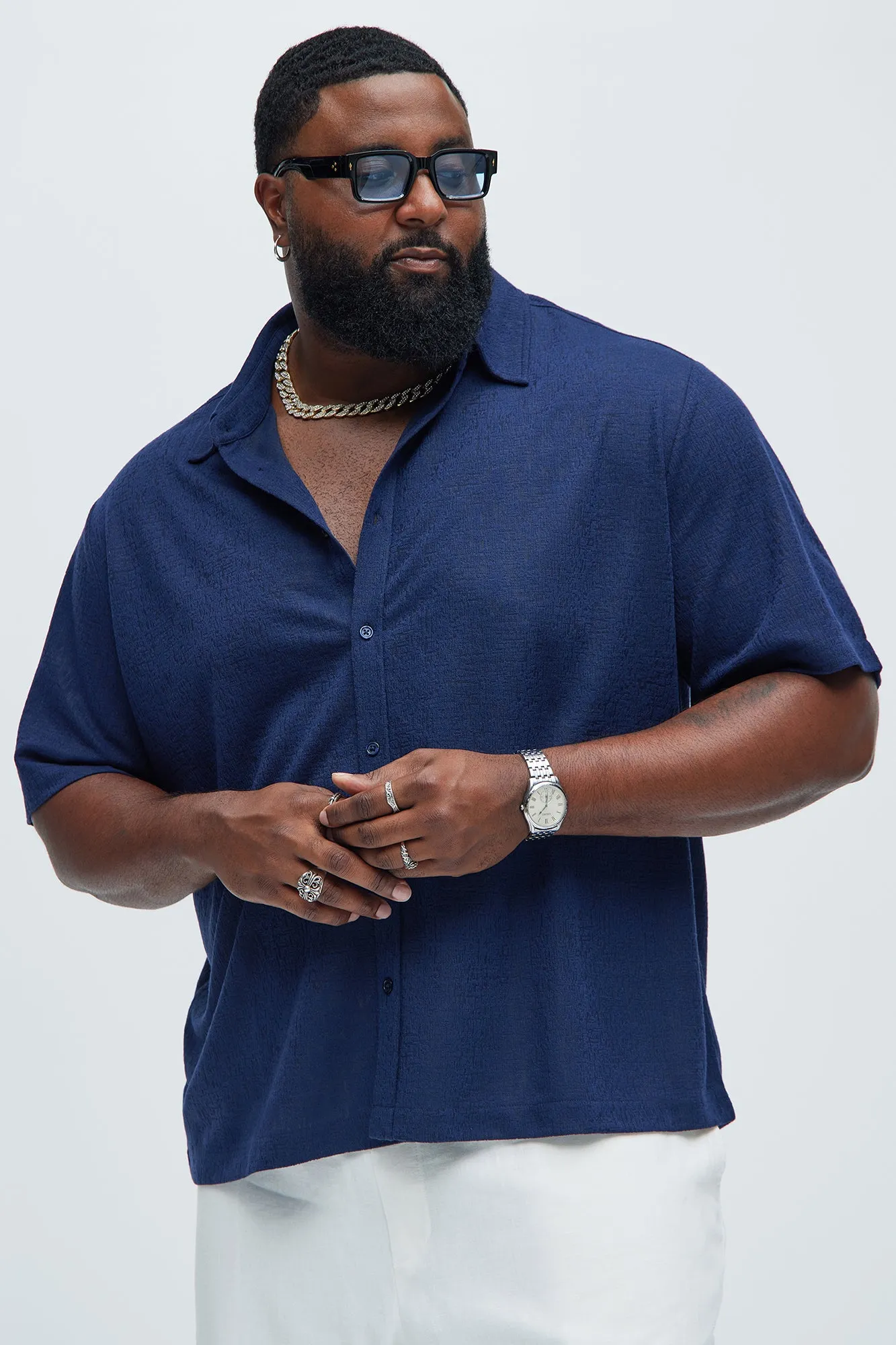 Henrik Textured Shirt - Navy sold by Fashion Nova product image thumbnail 5