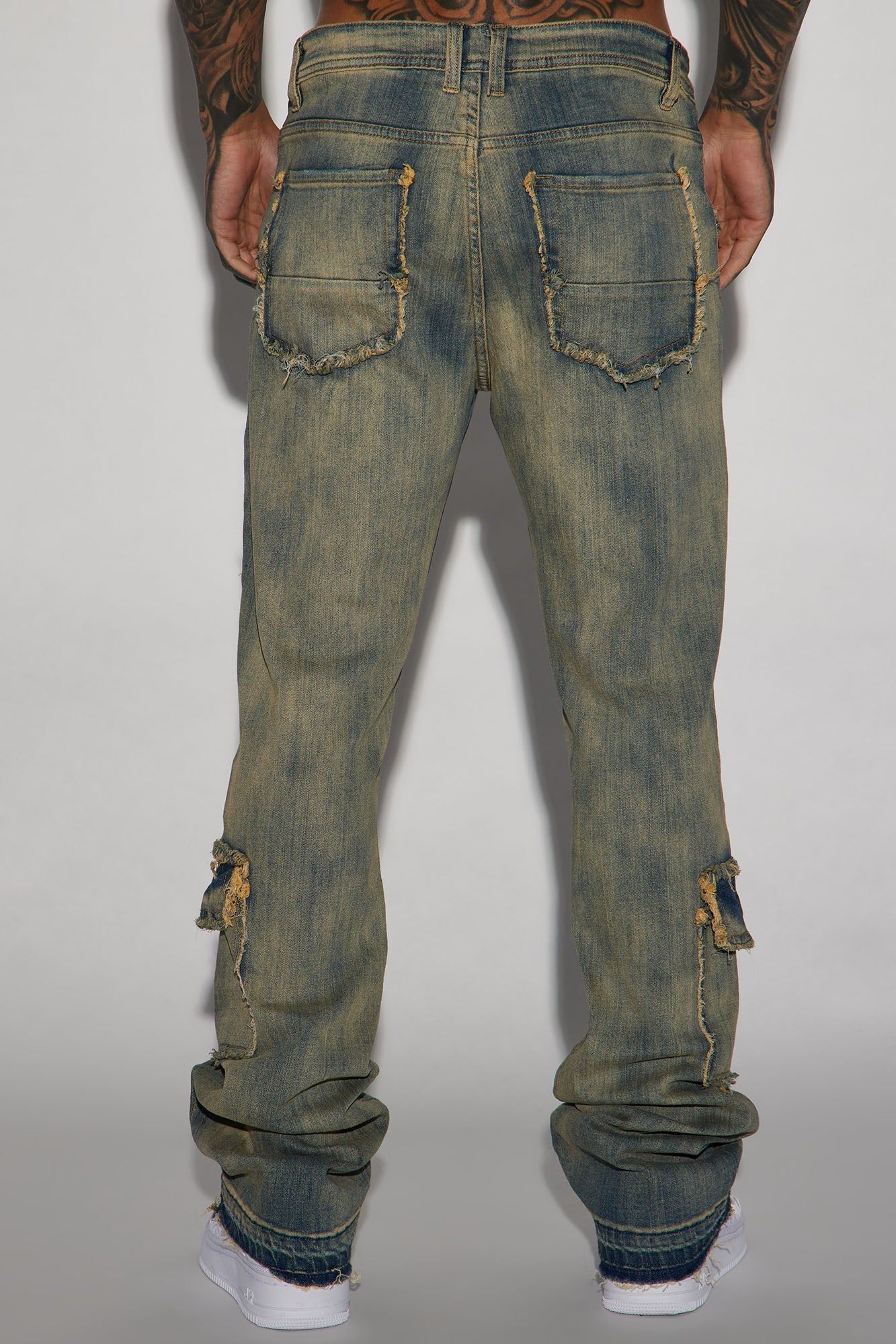 We In This Chained Stacked Skinny Flare Jeans - Medium Wash sold by Fashion Nova product image thumbnail 5