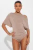 Flatter Me Off Shoulder Bodysuit - Taupe sold by Fashion Nova