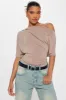 Flatter Me Off Shoulder Bodysuit - Taupe sold by Fashion Nova