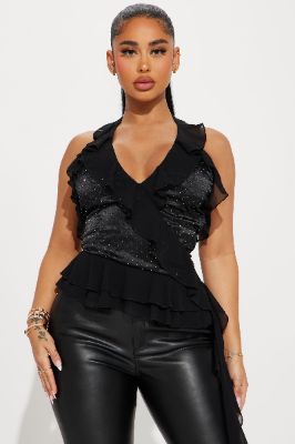 Midnight Meeting Embellished Top - Black sold by Fashion Nova