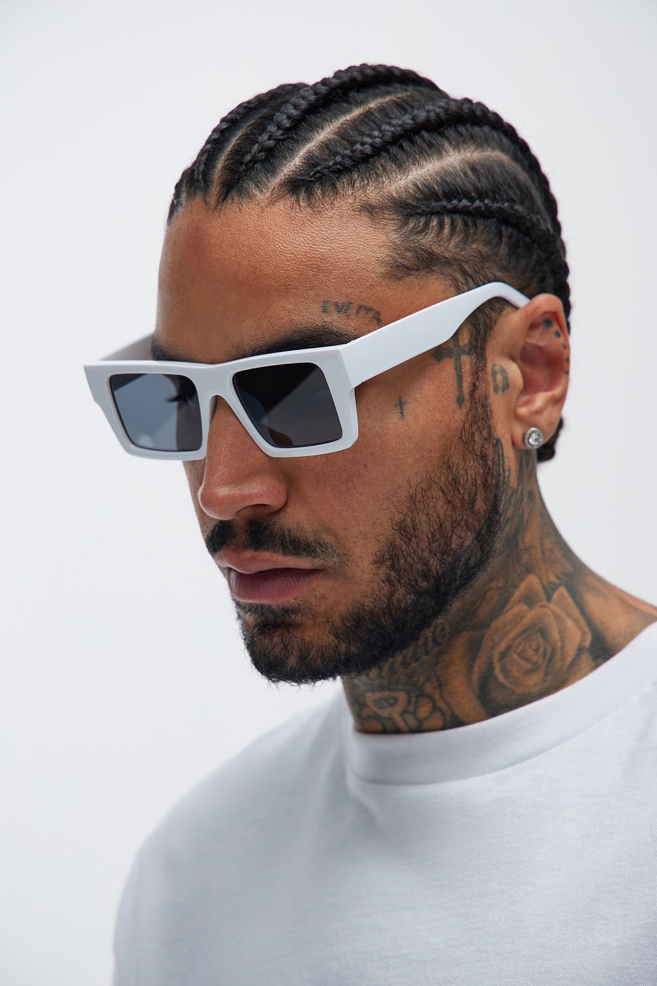 In The Deep Sunglasses - White/combo sold by Fashion Nova