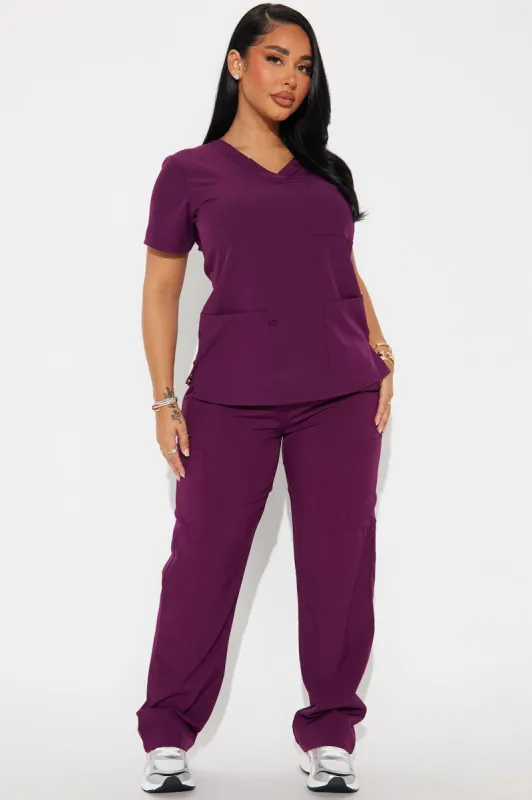 Working Overtime 4FLEX Uniform Scrub Set - Wine sold by Fashion Nova