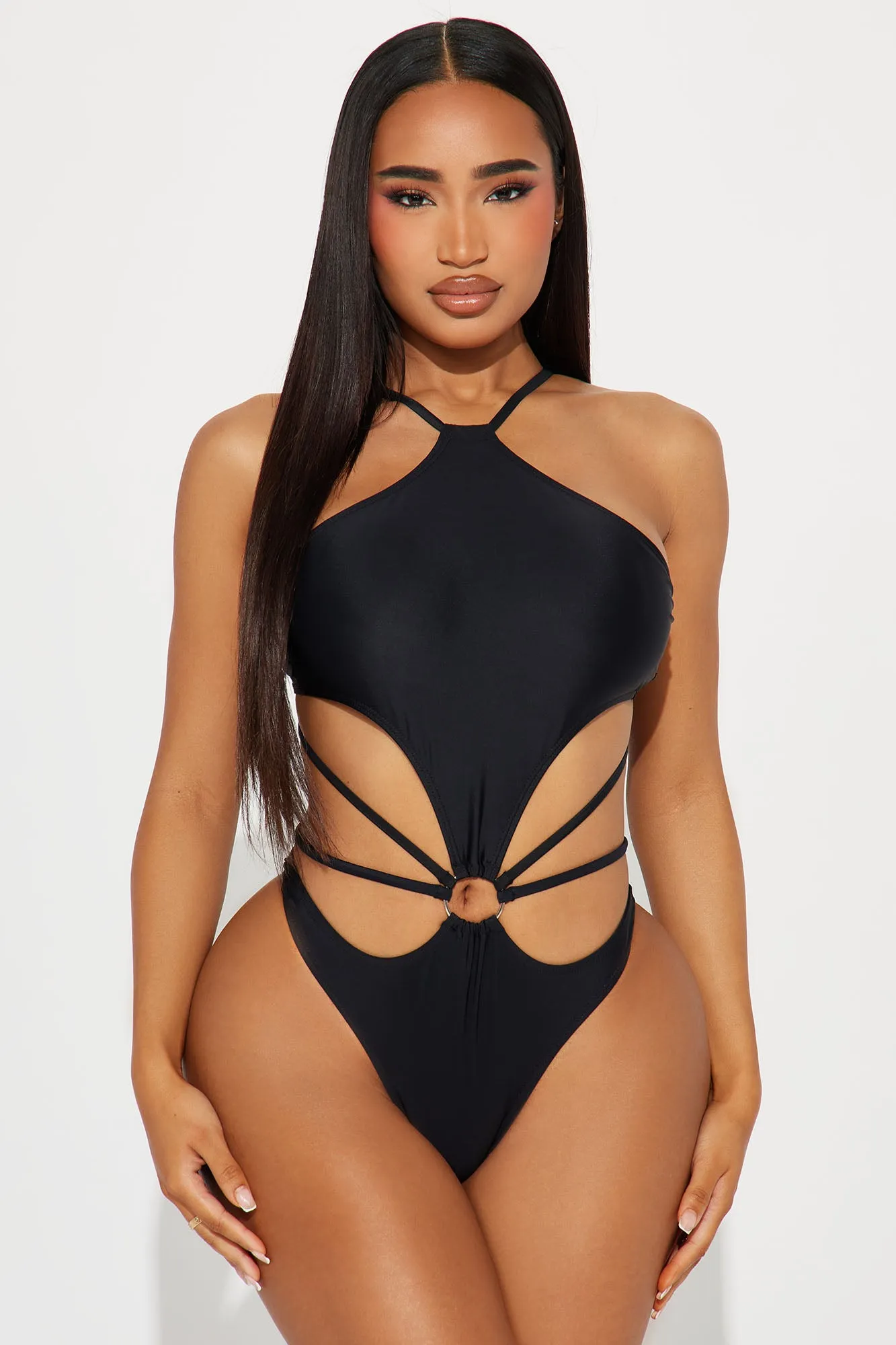 Nellie Strappy Cutout 1 Piece Swimsuit - Black sold by Fashion Nova