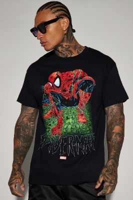 Spiderman Webs Short Sleeve Tee - Black sold by Fashion Nova