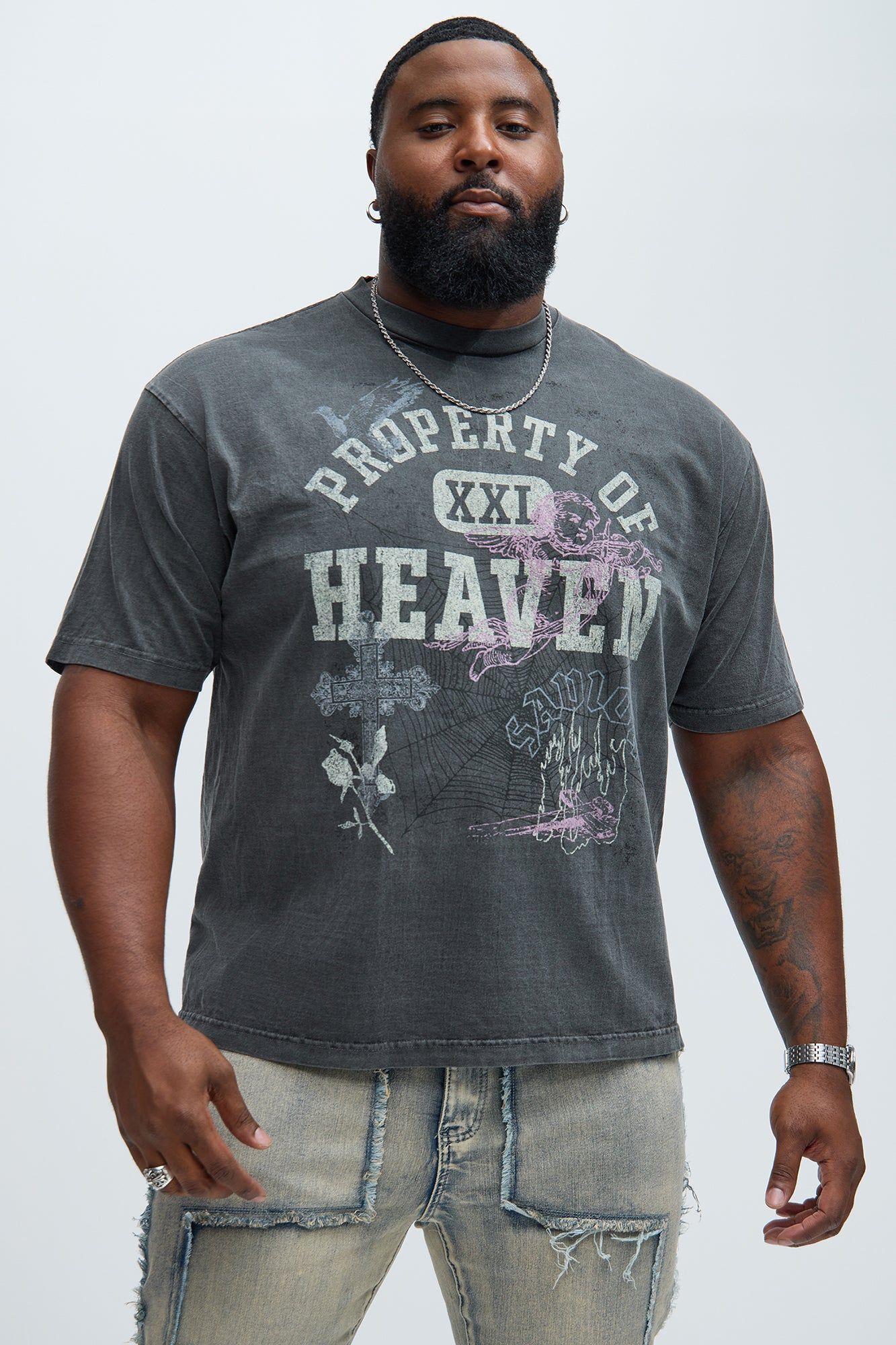 Property Of Heaven Short Sleeve Tee - Black sold by Fashion Nova product image thumbnail 5