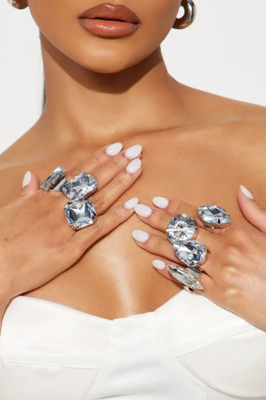 Dimond's Are A Girls Best Friend 7 Piece Ring Set - Silver sold by Fashion Nova