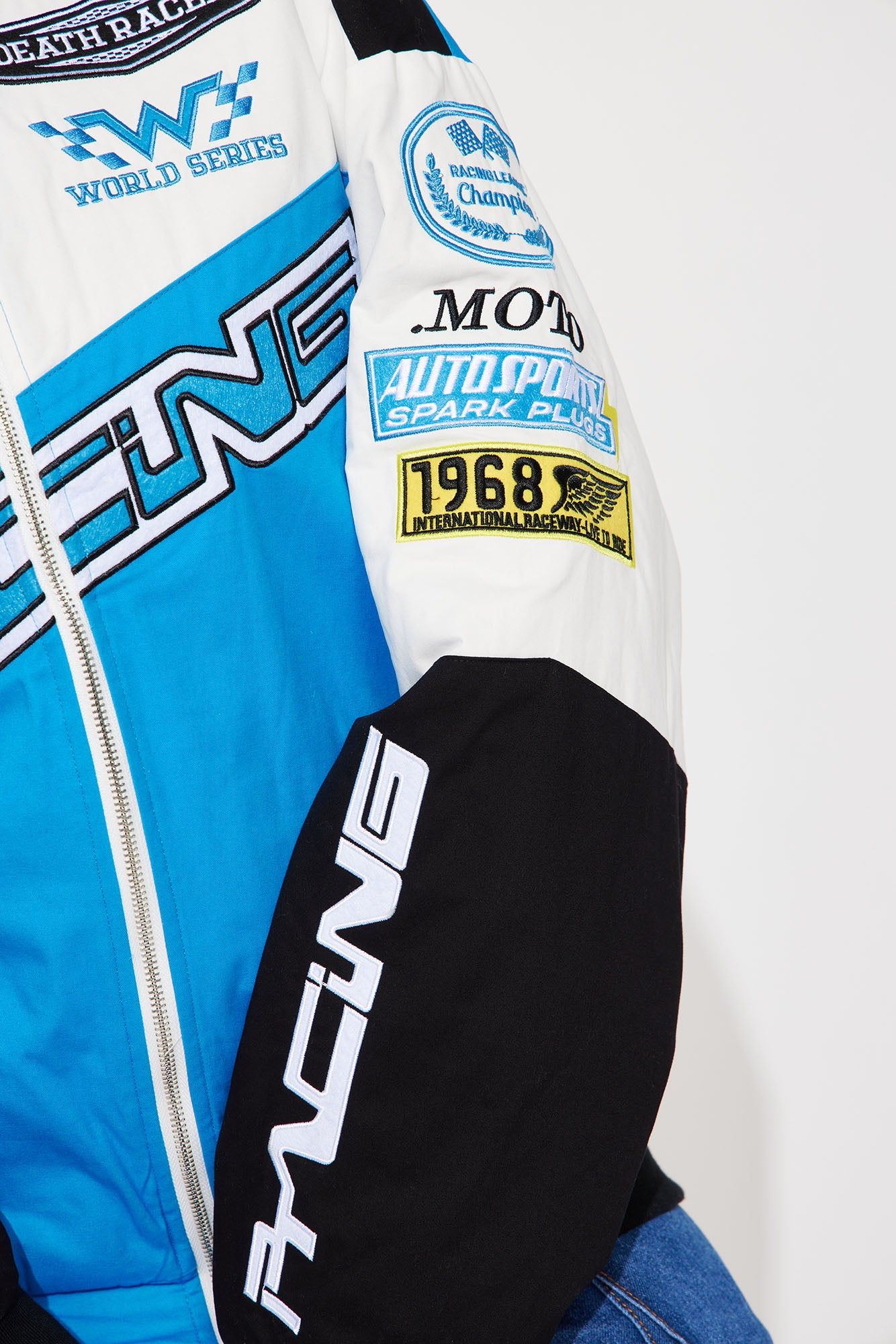 Fast Racer Bomber Jacket - Blue/combo sold by Fashion Nova product image thumbnail 4