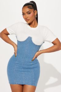 Dream Denim Mini Dress - Light Wash sold by Fashion Nova