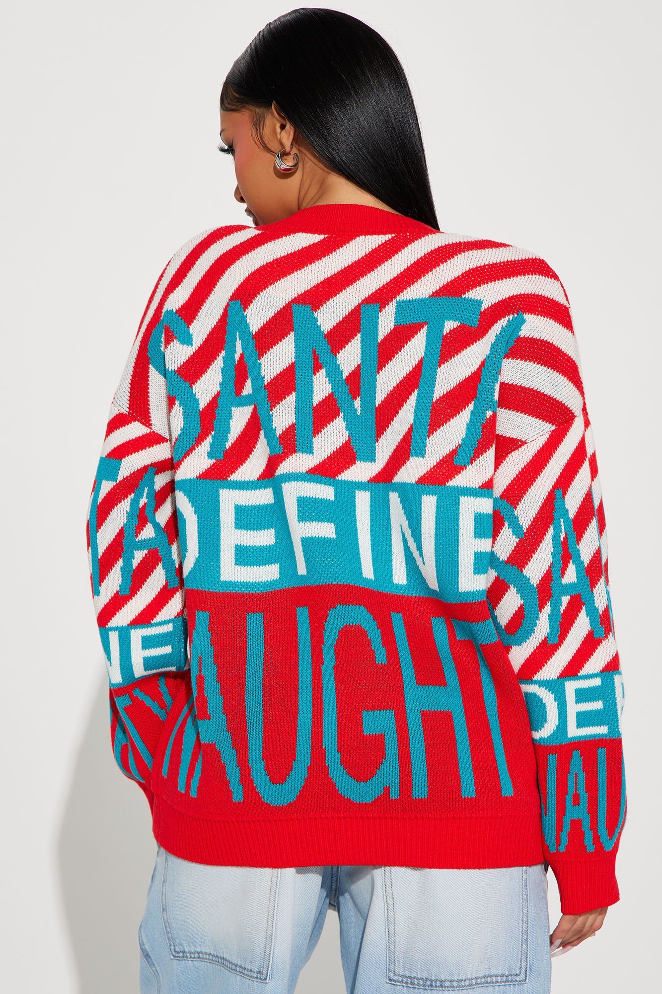 Define Naughty Sweater - Red/combo sold by Fashion Nova product image thumbnail 4