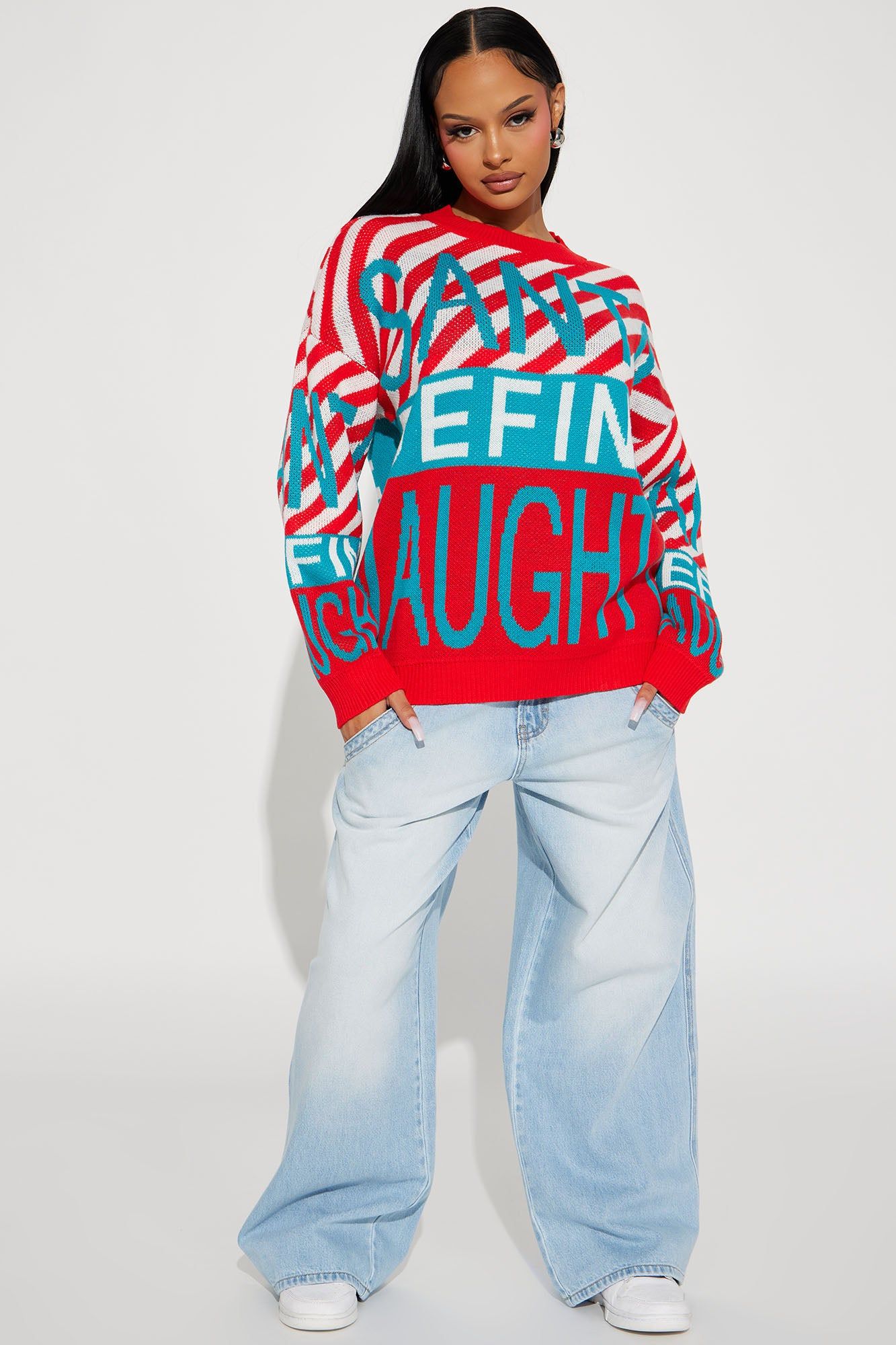 Define Naughty Sweater - Red/combo sold by Fashion Nova product image thumbnail 2