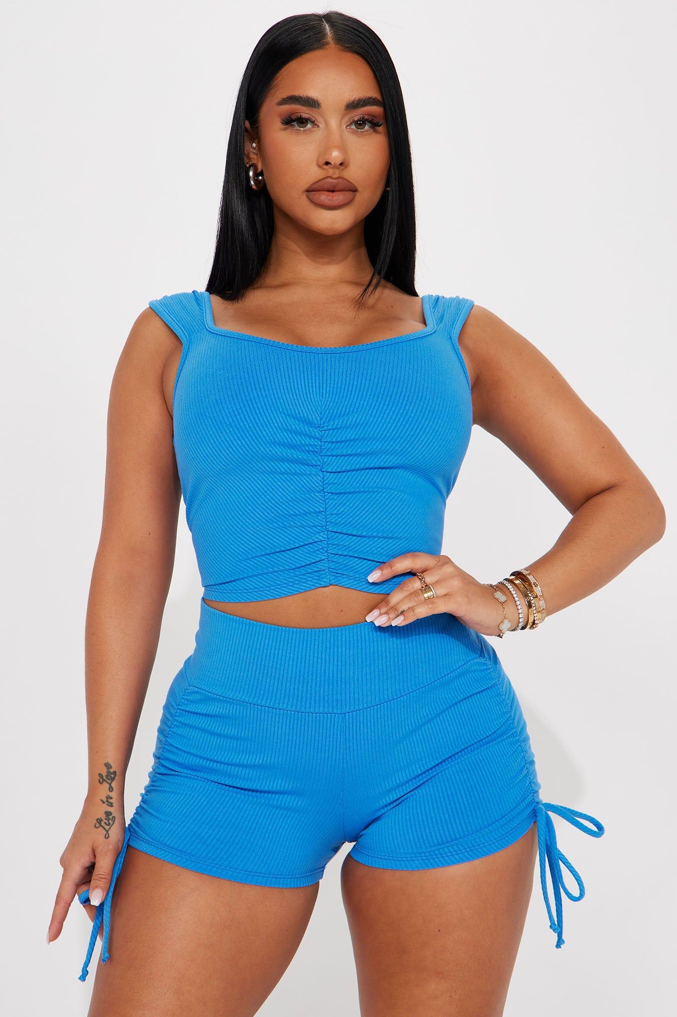 Petunia Ribbed Short Set - Blue sold by Fashion Nova product image thumbnail 2