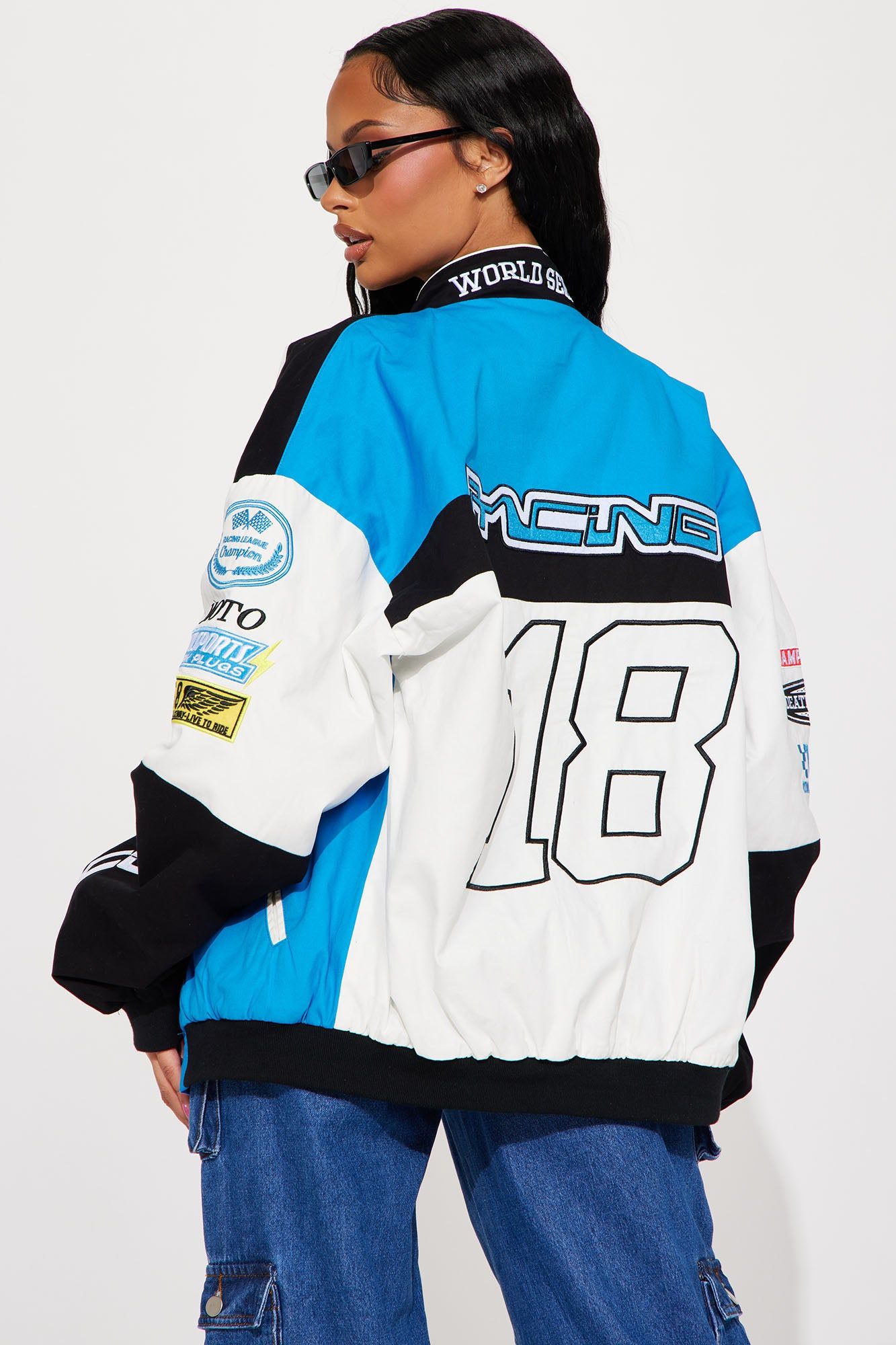 Fast Racer Bomber Jacket - Blue/combo sold by Fashion Nova product image thumbnail 6
