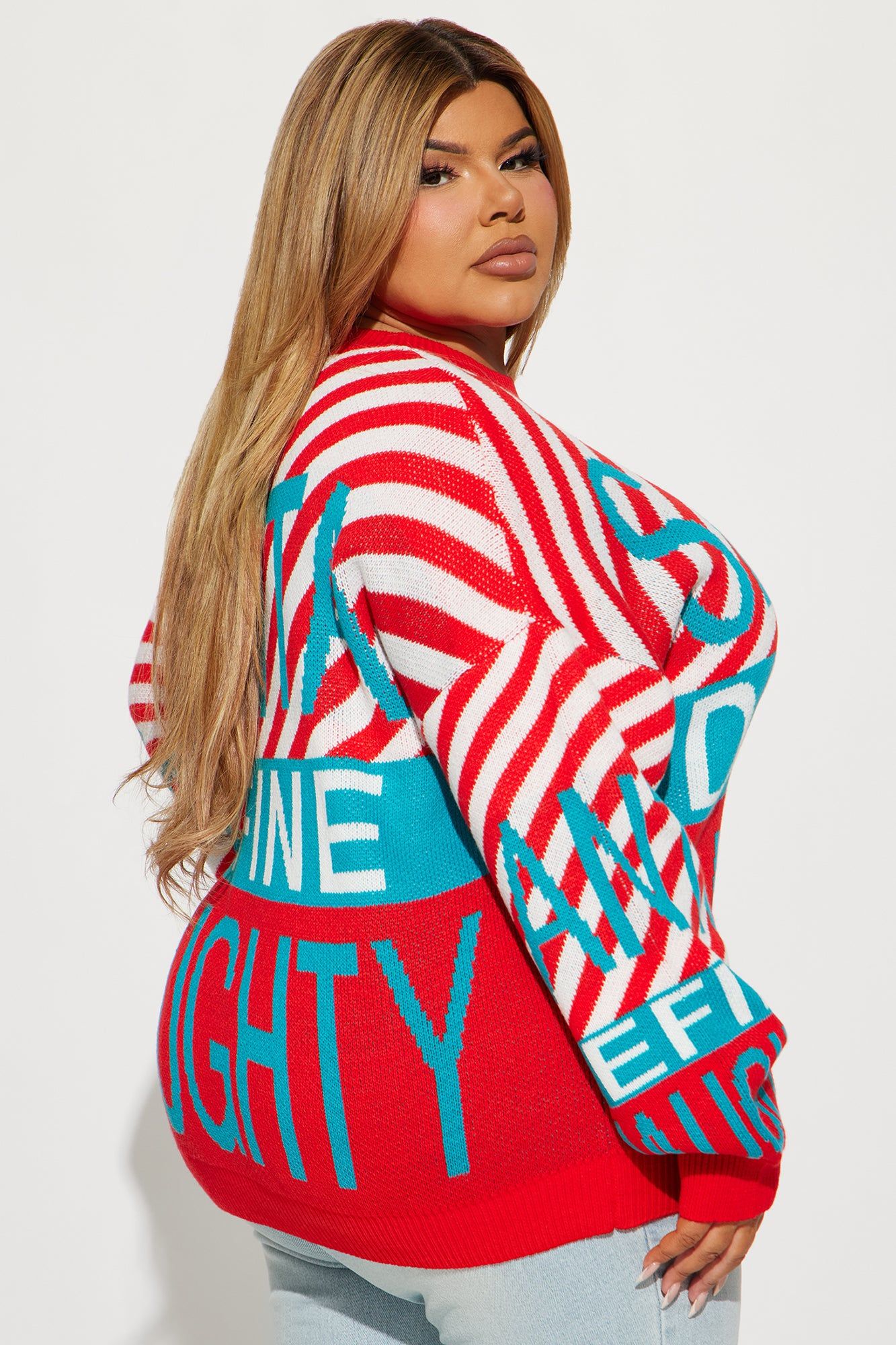 Define Naughty Sweater - Red/combo sold by Fashion Nova product image thumbnail 5